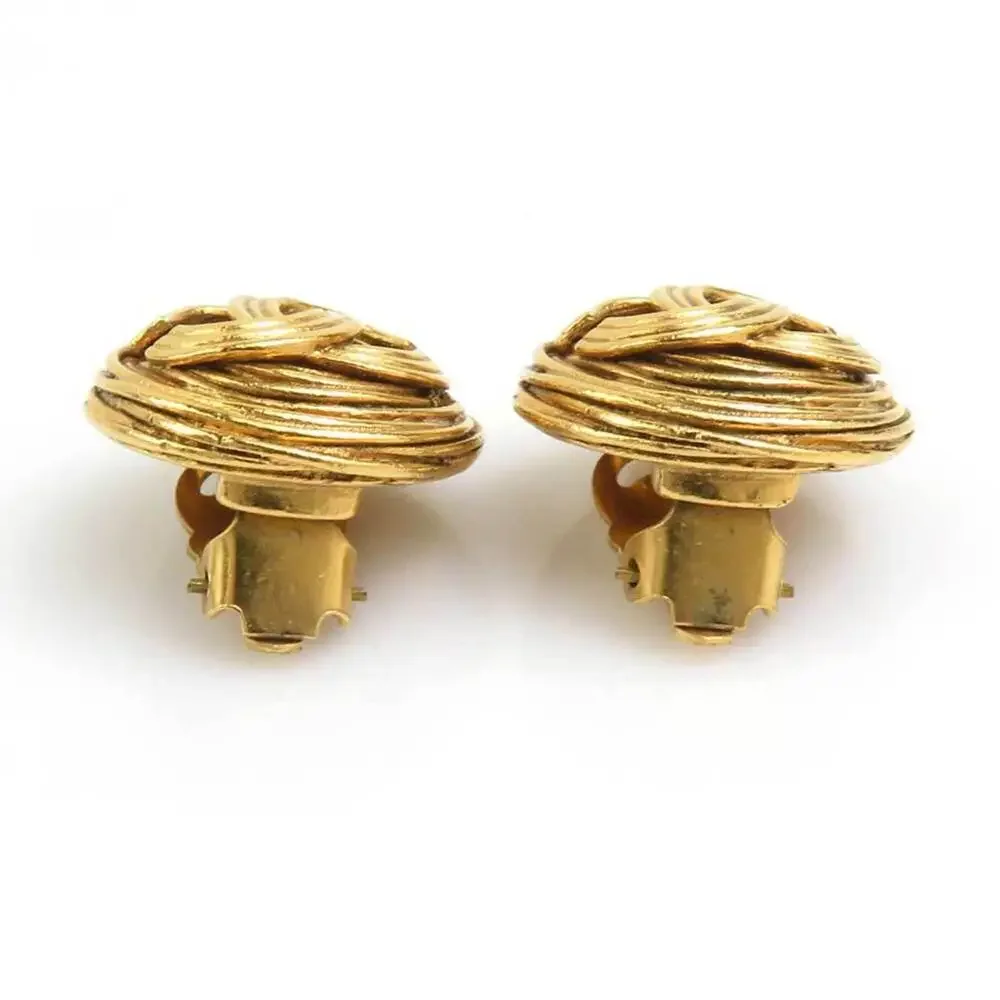 Chanel Cc Logo Clip-On Earrings Gold- #256687C56B